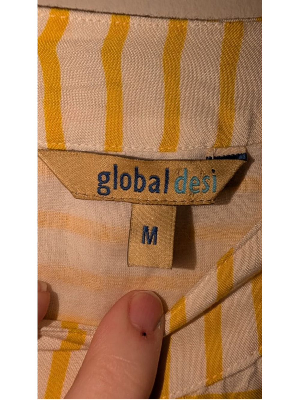 Global Desi Yellow & White Striped Elephant Print Dress M, women's - Picture 3 of 6